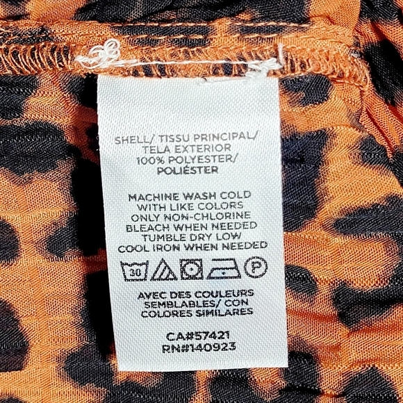 LOFT Burnt Orange Leopard Print Shirred Turtleneck Blouse Women's (XS) - Picture 12 of 14